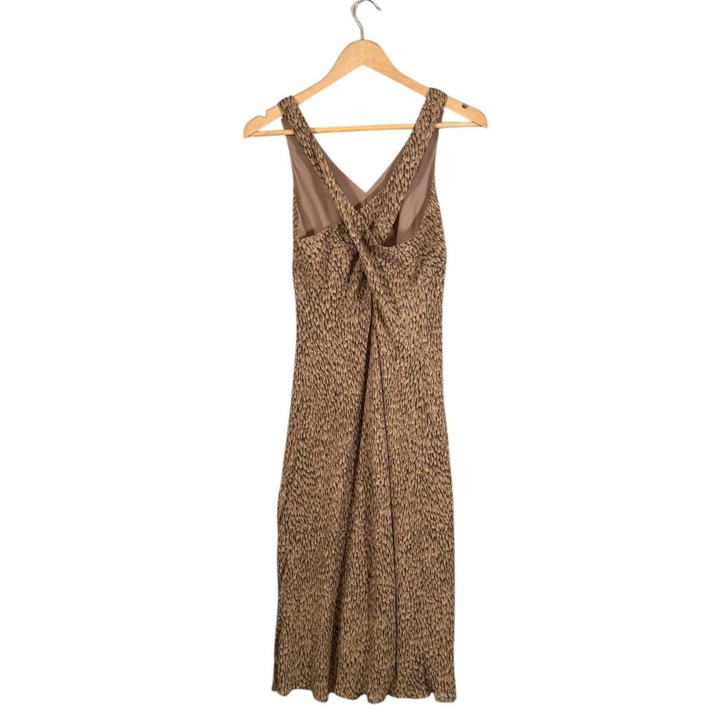 Ann Taylor 100% Silk Midi Dress Size 8 Neutral Print Sleeveless Classic Office - Picture 8 of 10